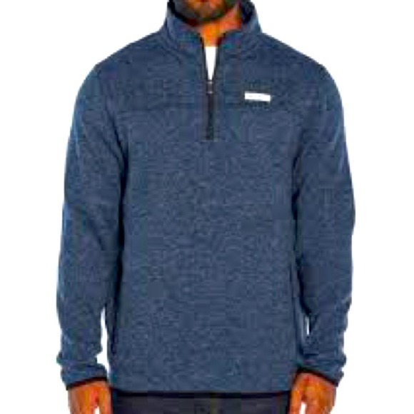 Eddie Bauer 1/4 zip sweater fleece, pockets, heather navy, Size Small, NWT - Picture 1 of 8